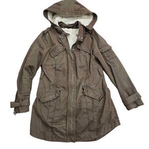 Hei Hei Coat Jacket Women Brown Small Full Zipper Polyester‎ Hoodie Long Sleeve